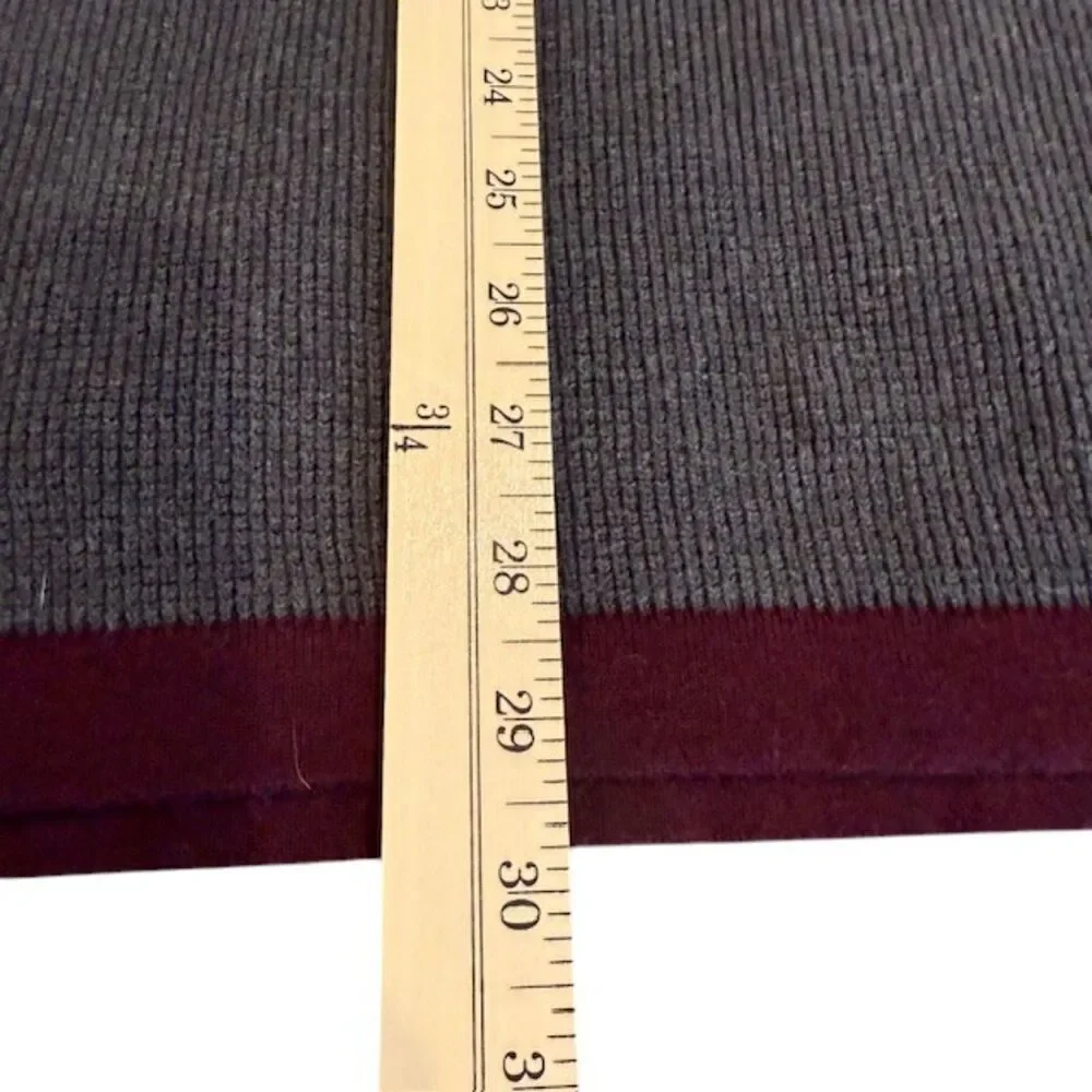 Eddie Bauer Merino Wool Blend Sweater with waffle knit Front Burgundy Gray XLT - Picture 11 of 13